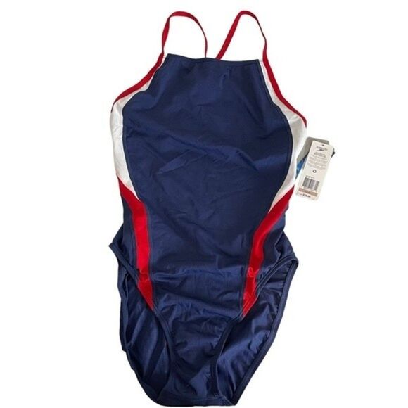 Speedo Women's Navy Endurance + Launch Splice One Piece Swimsuit Size 12/38 New - Picture 3 of 12
